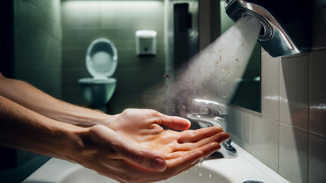 Suszarki do rąk w toalecie: co naprawdę ląduje na skórze?