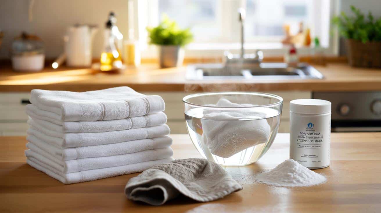 Szare kuchenne ściereczki znowu śnieżnobiałe: tani proszek lepszy niż chlor