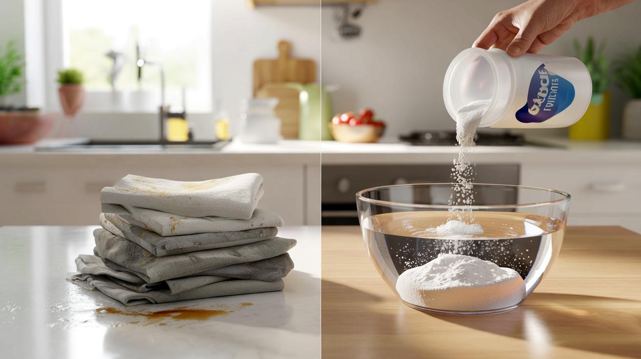 Szare, śmierdzące ściereczki kuchenne? Ta tania biała „pudrowa” moc działa lepiej niż wybielacz