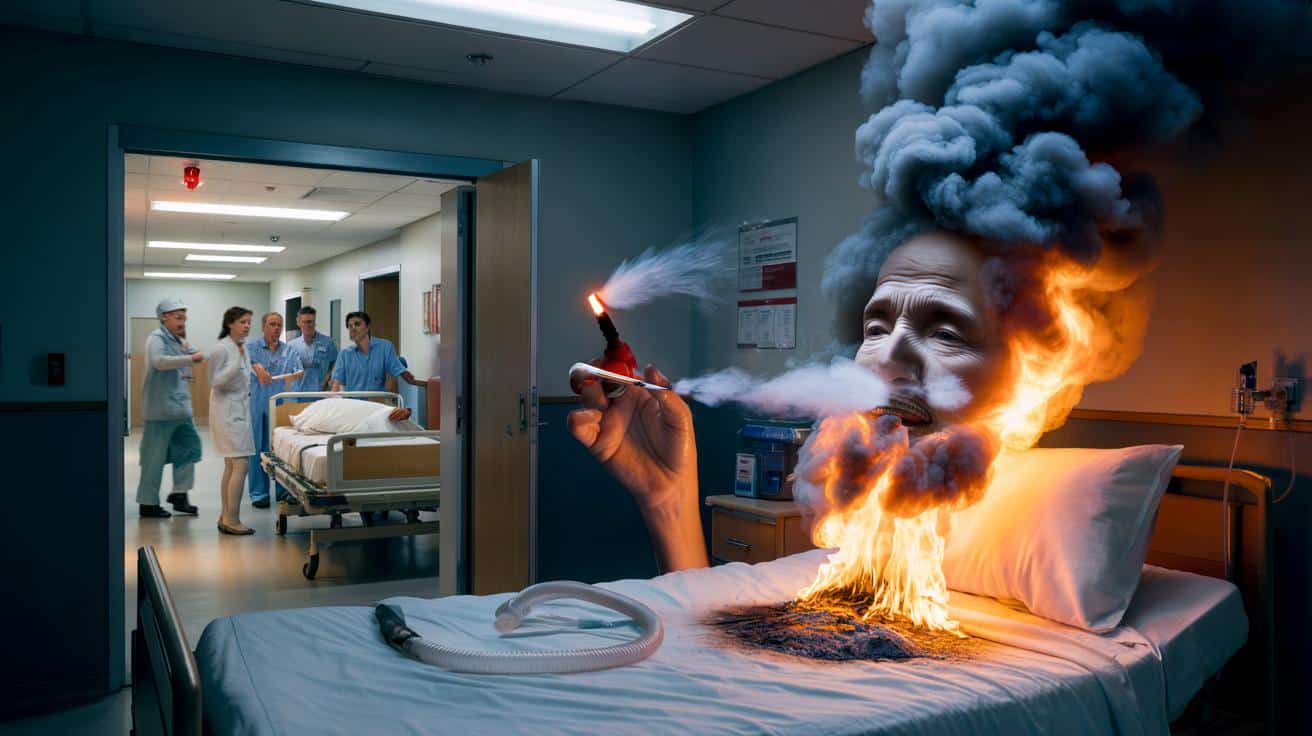 Szpitalna sala stanęła w płomieniach, gdy 75-latka zapaliła papierosa przy tlenie