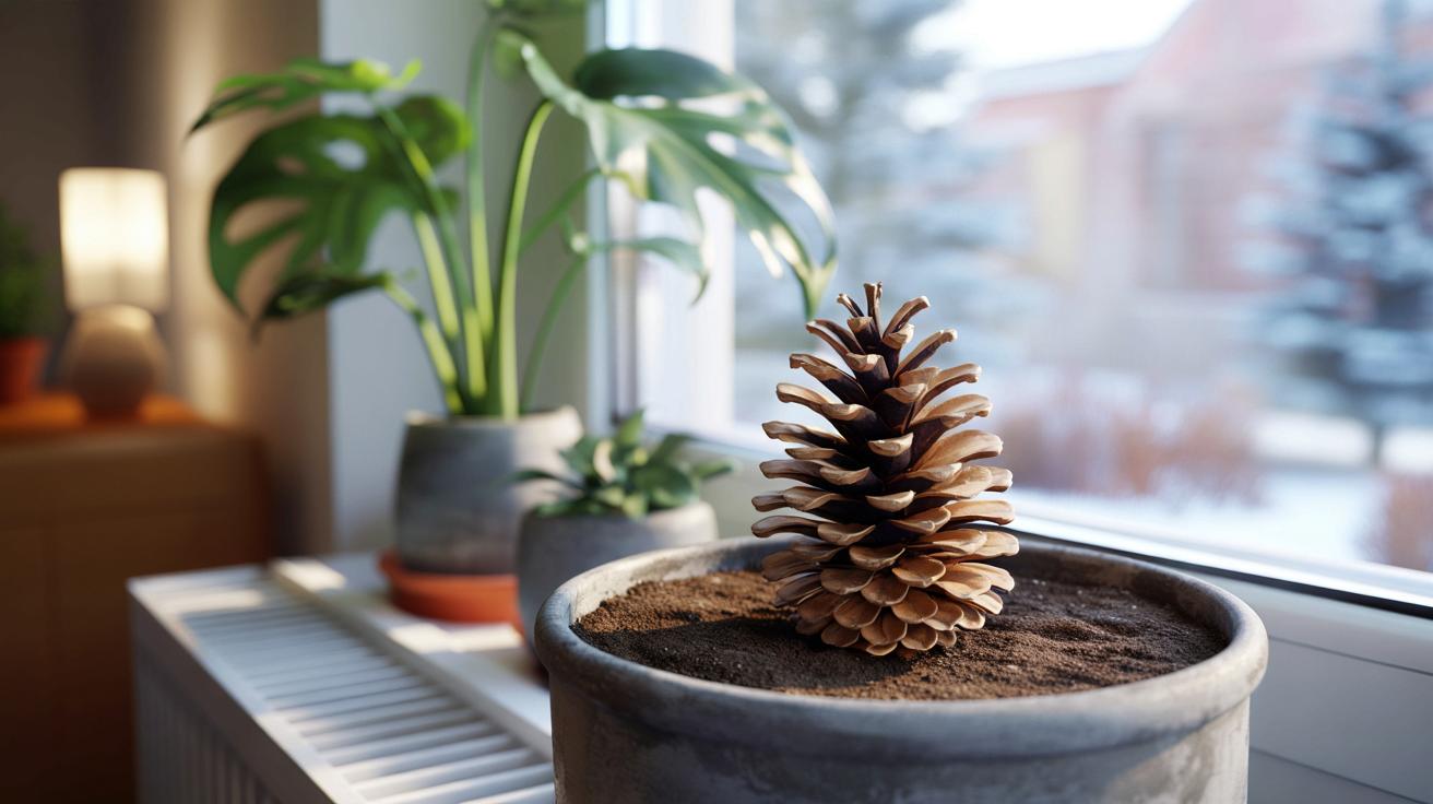 Szyszka w doniczce zamiast nawozu? Zimowy trik na mocniejsze rośliny