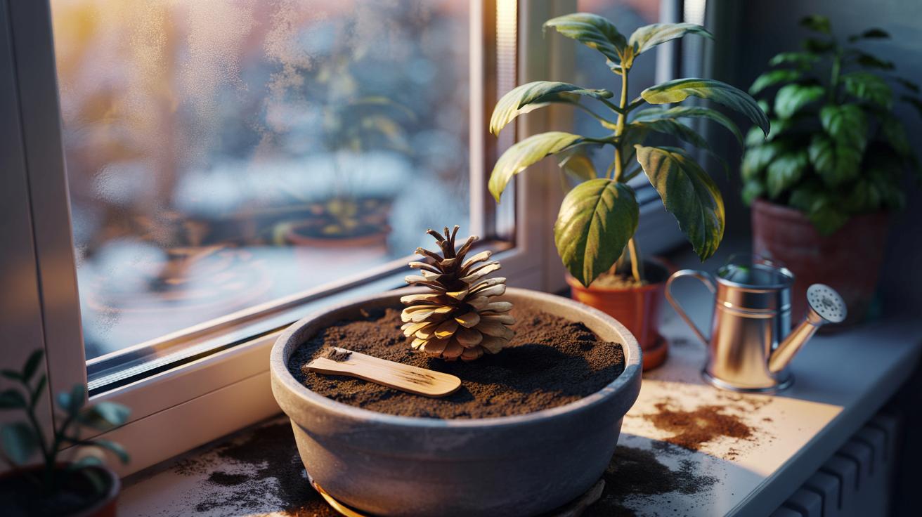 Dlaczego warto położyć szyszkę na ziemi w doniczce zimą?