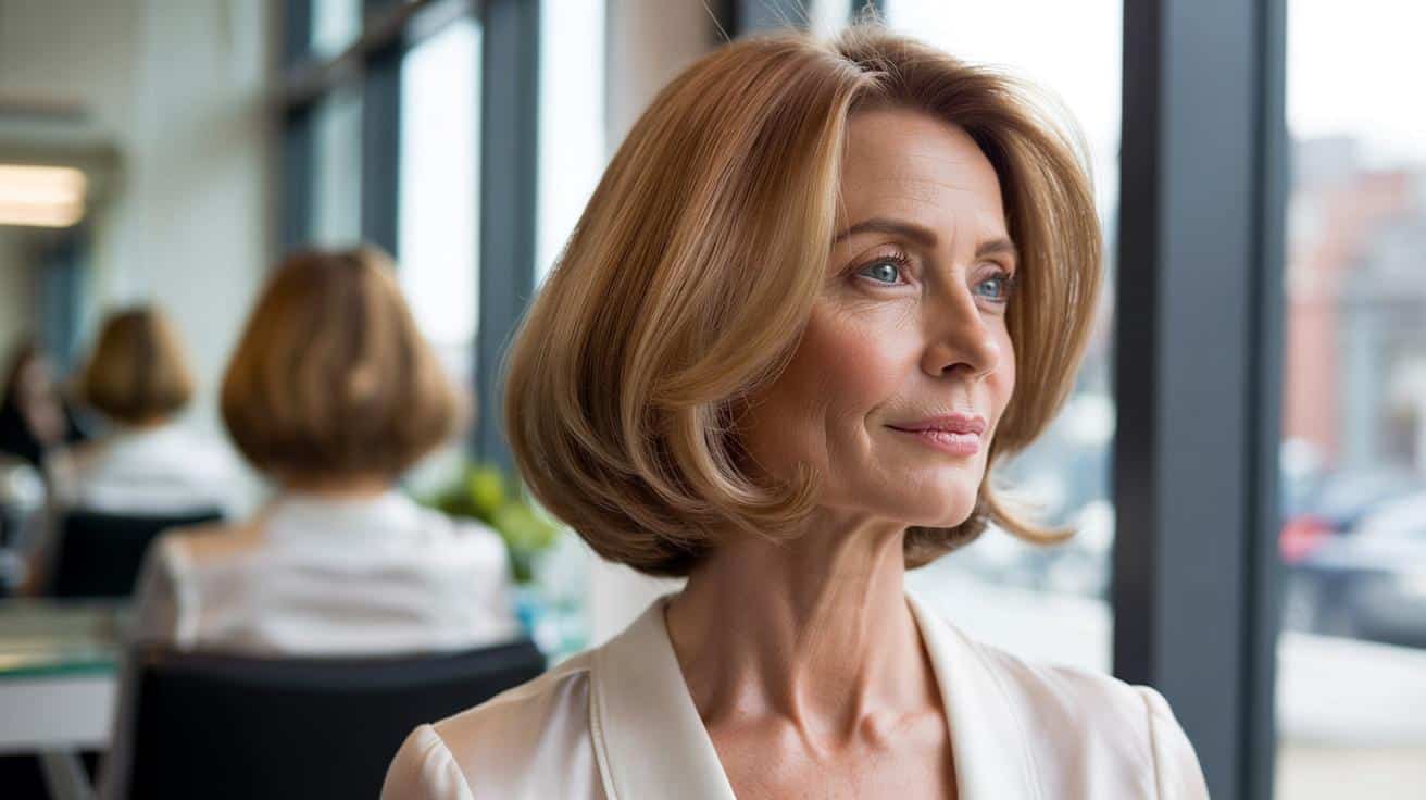 Ta fryzura dla kobiet po pięćdziesiątce jest elegancka i nowoczesna