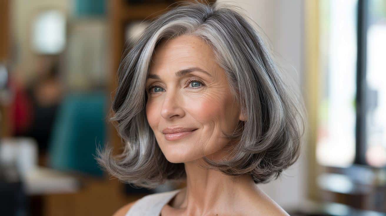 Ta fryzura z siwymi włosami odejmuje lata. Stylistka zdradza hit po 50.