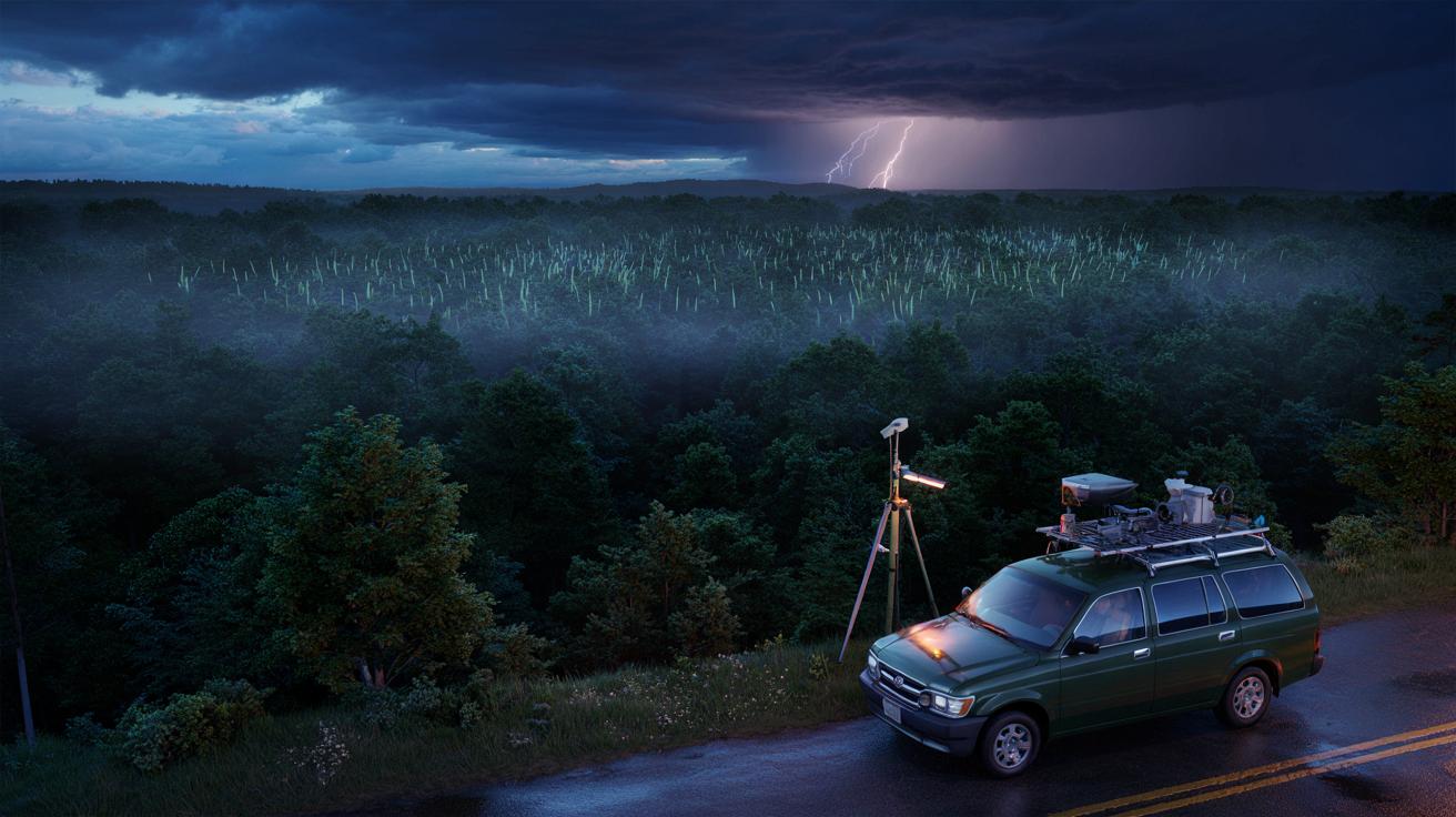 Tajemnicza świetlna burza nad lasem. Naukowcy pierwszy raz to nagrali