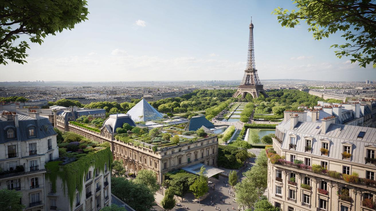 Tak może wyglądać Paryż w 2050 roku: zielony Luwr, nowa Wieża Eiffla i chłodne kamienice