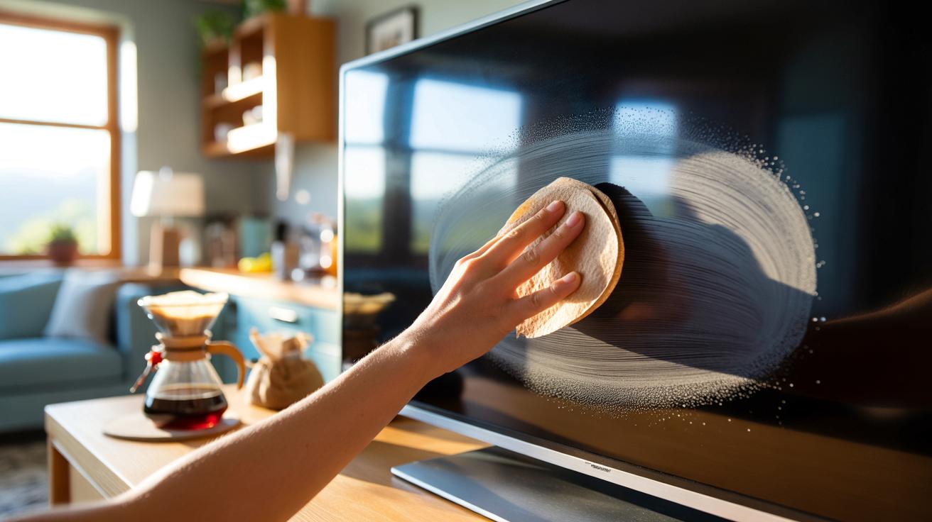 Tani trik z kuchni: papierowy filtr do kawy czyści ekran bez rysek