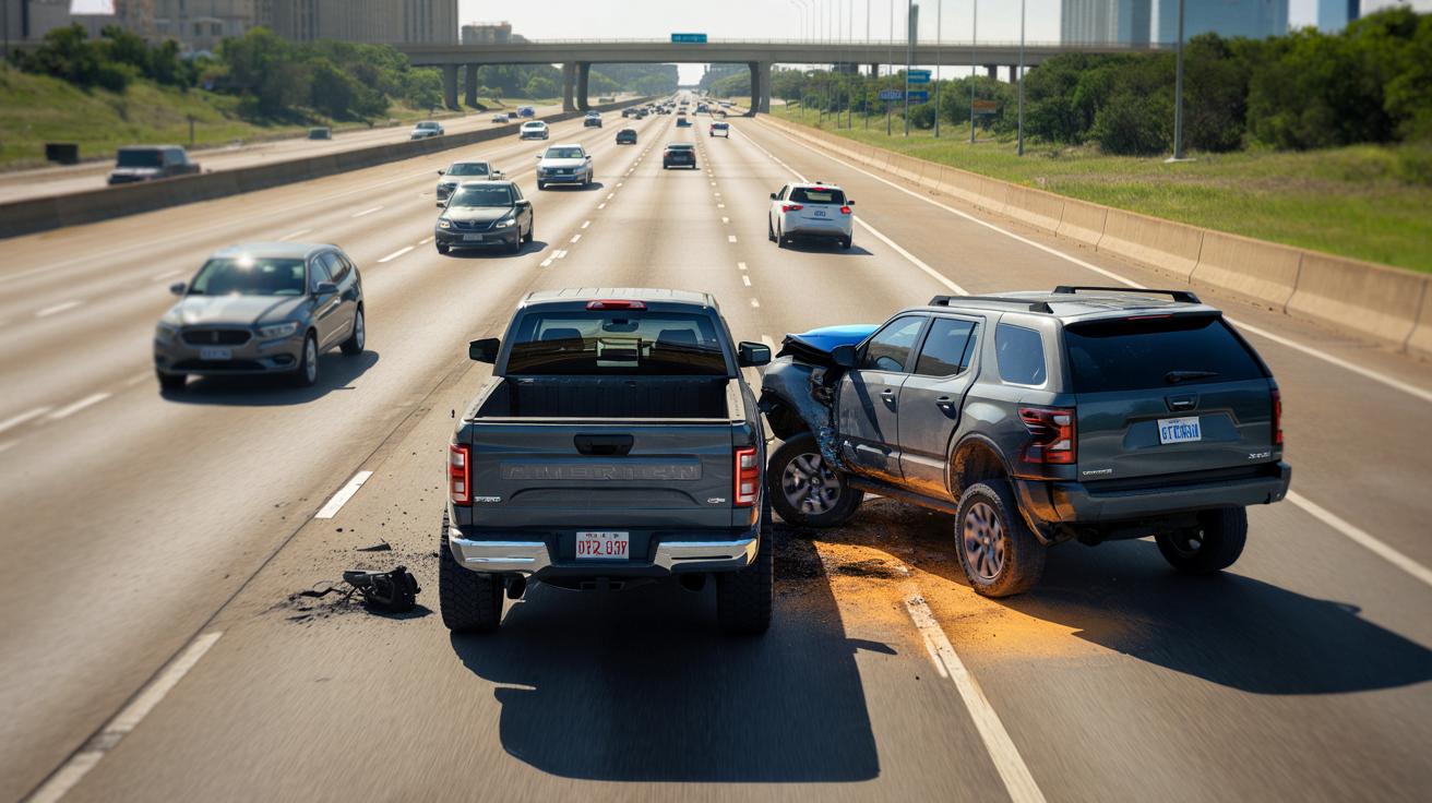 Teksańczyk blokuje rozpędzone auto własnym pick‑upem. Nagranie mrozi krew