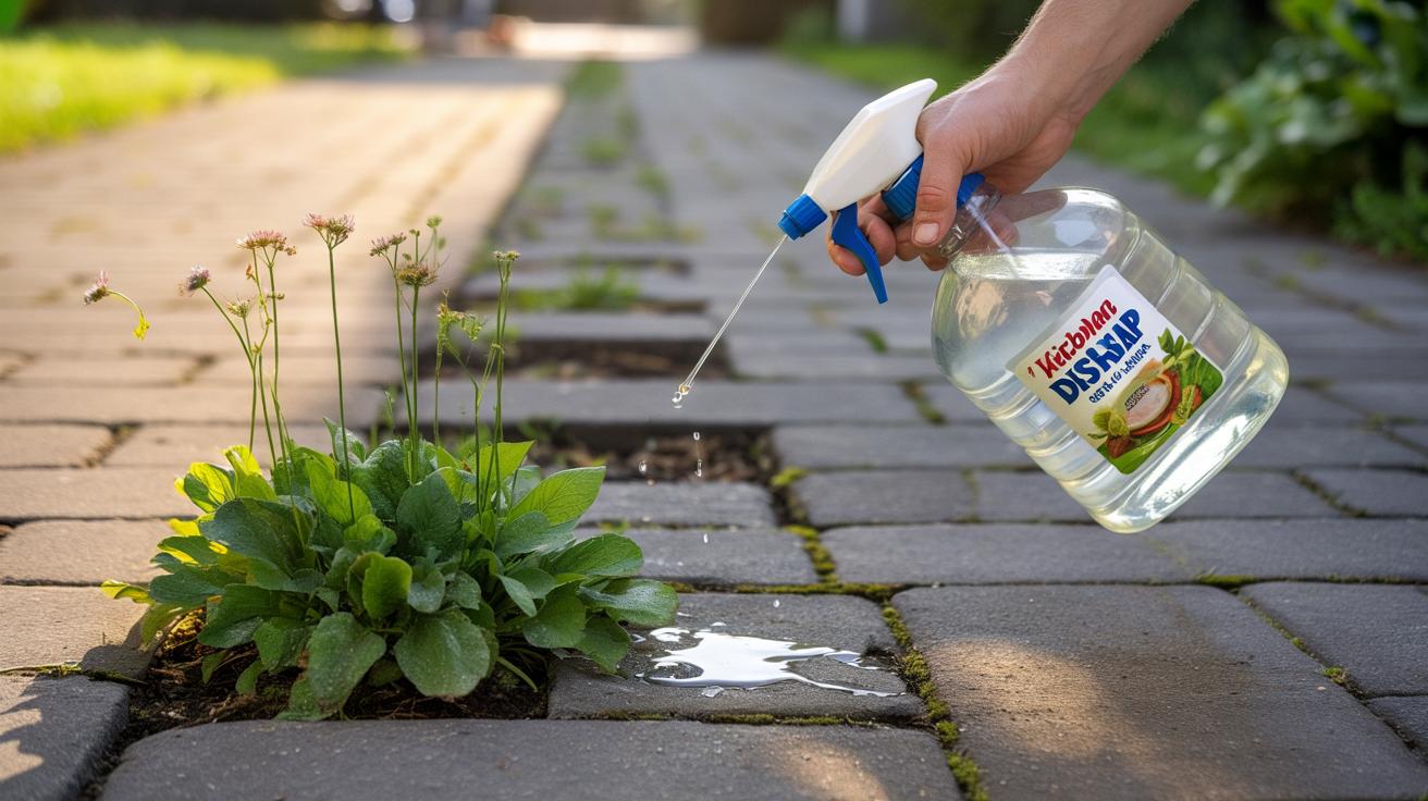 Ten kuchenny trik zastępuje ocet w walce z chwastami na podjeździe