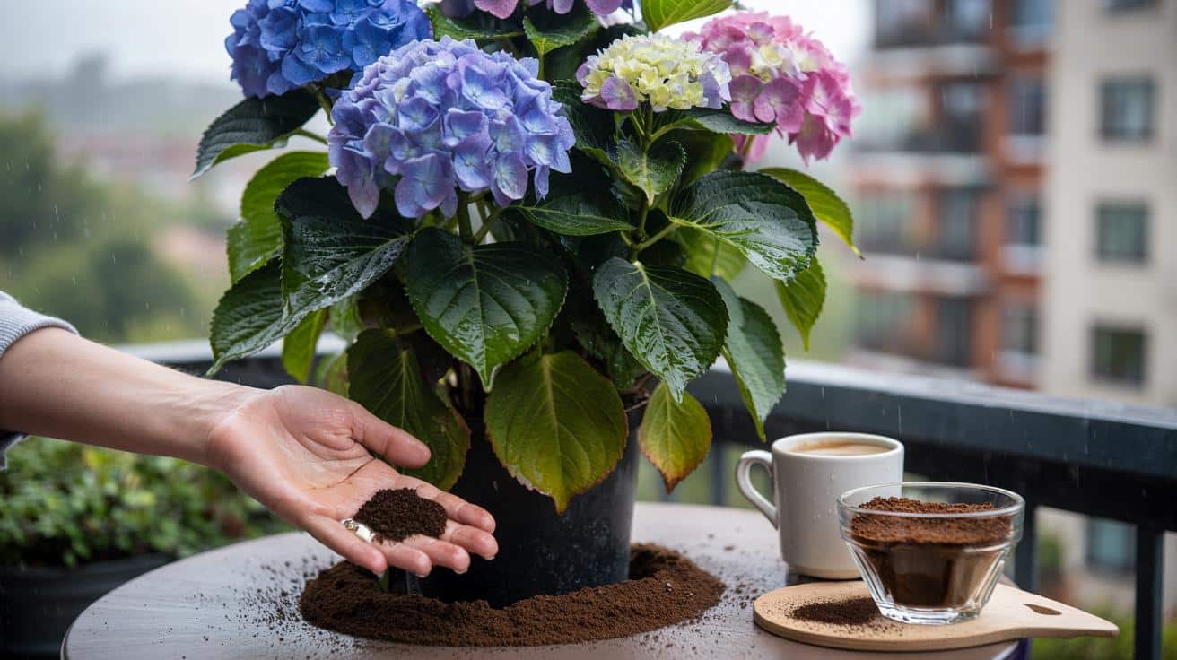 Ten naturalny nawóz z fusów kawy sprawia, że hortensje rosną bujniej