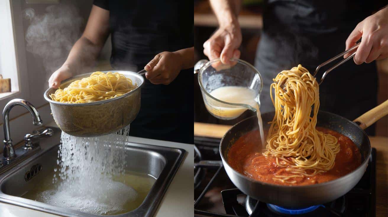 Ten sposób odcedzania makaronu który stosuje prawie każdy niszczy jego teksturę