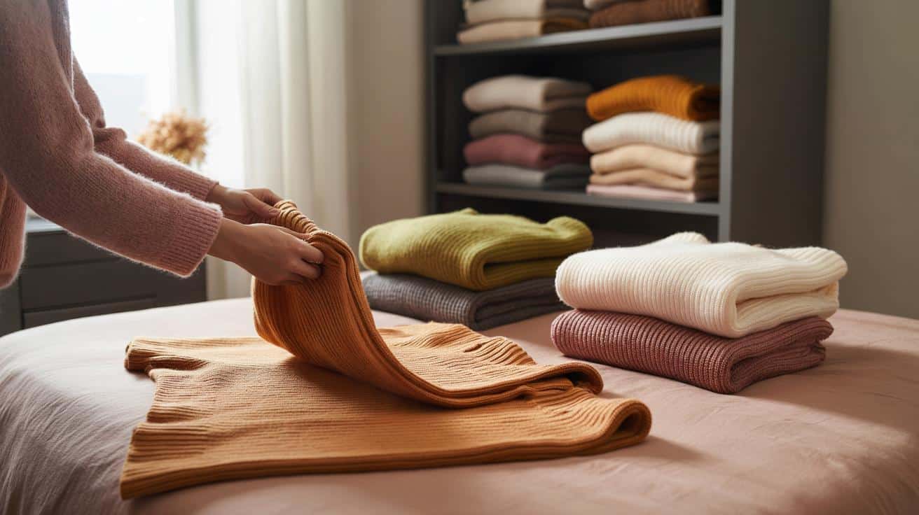 Ten trik przy składaniu swetrów przedłuża ich kształt i zapobiega rozciąganiu