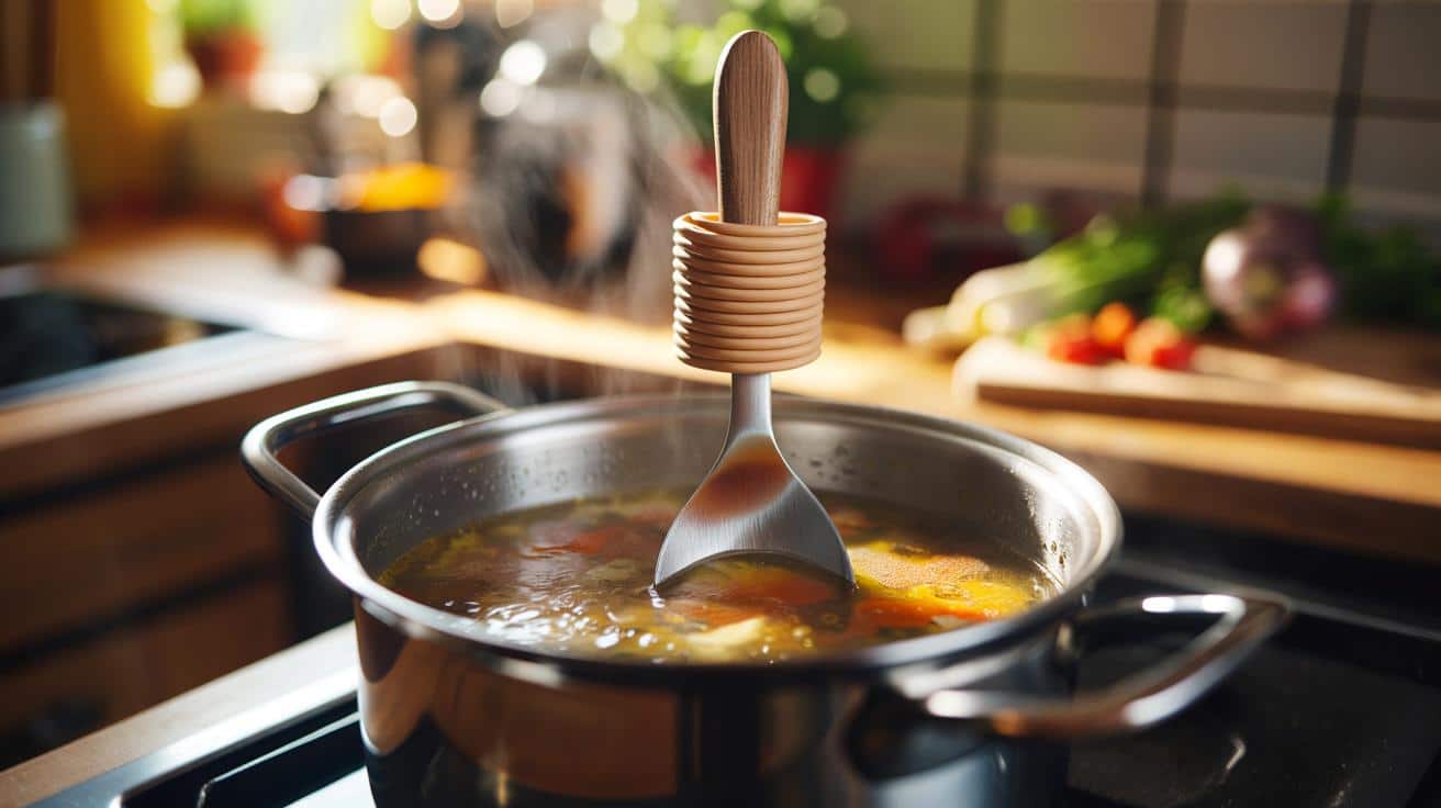 Ten trik z gumką recepturką sprawia że łyżka nie wpada do garnka