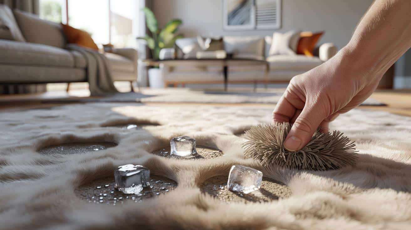 Ten trik z lodem pomaga wygładzić wgniecenia w dywanie