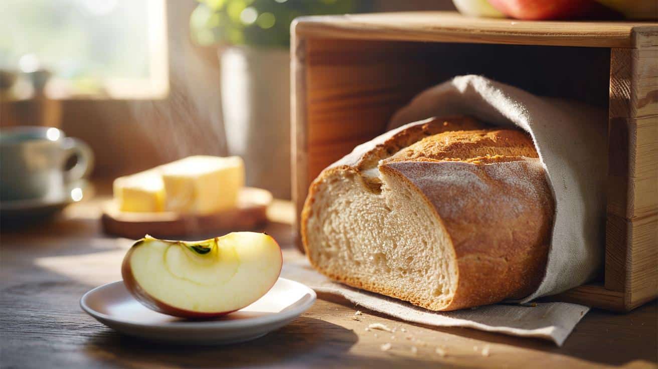 Ten trik z plasterkiem jabłka pomaga utrzymać świeżość chleba znacznie dłużej
