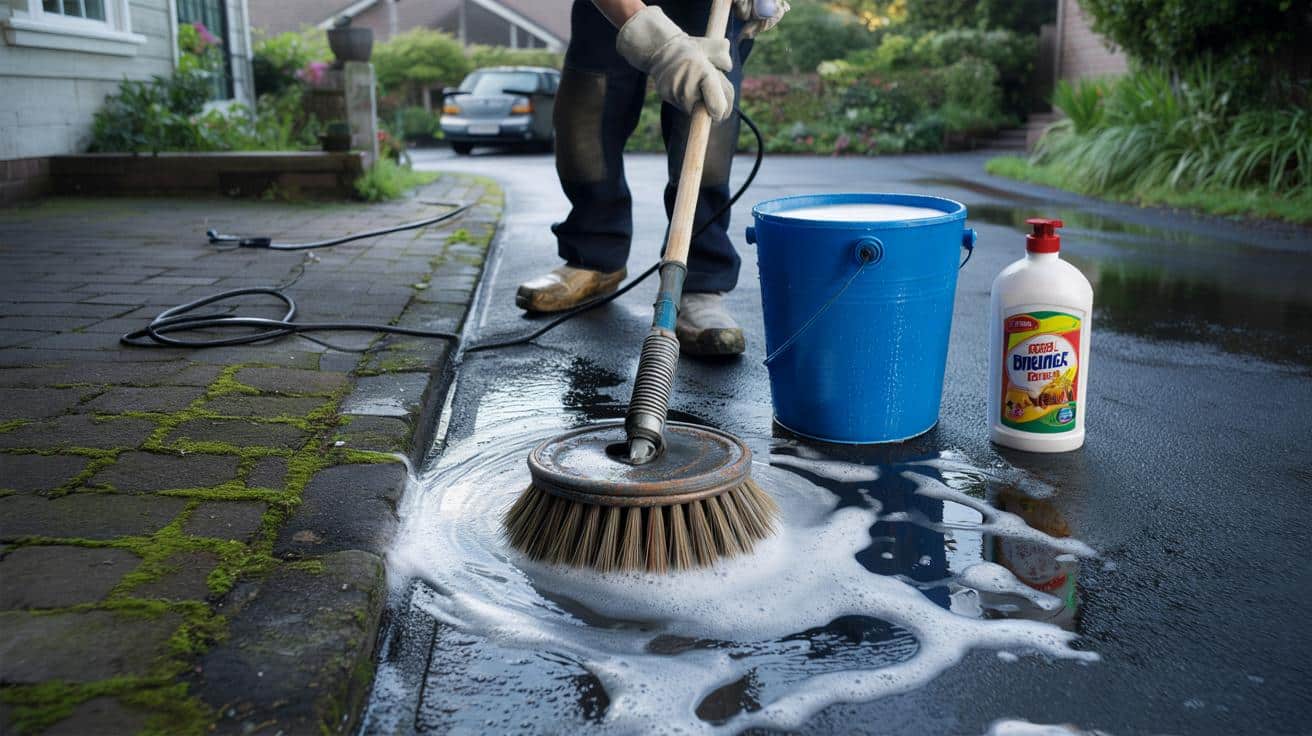 Ten zwykły kuchenny środek czyszczący i trik ze szczotką po cichu wypierają drogie myjki ciśnieniowe z „jak nowo położonych” podjazdów