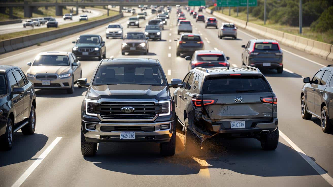 Texanin użył pick-upa jak tarczy, by zatrzymać niekontrolowane auto na autostradzie