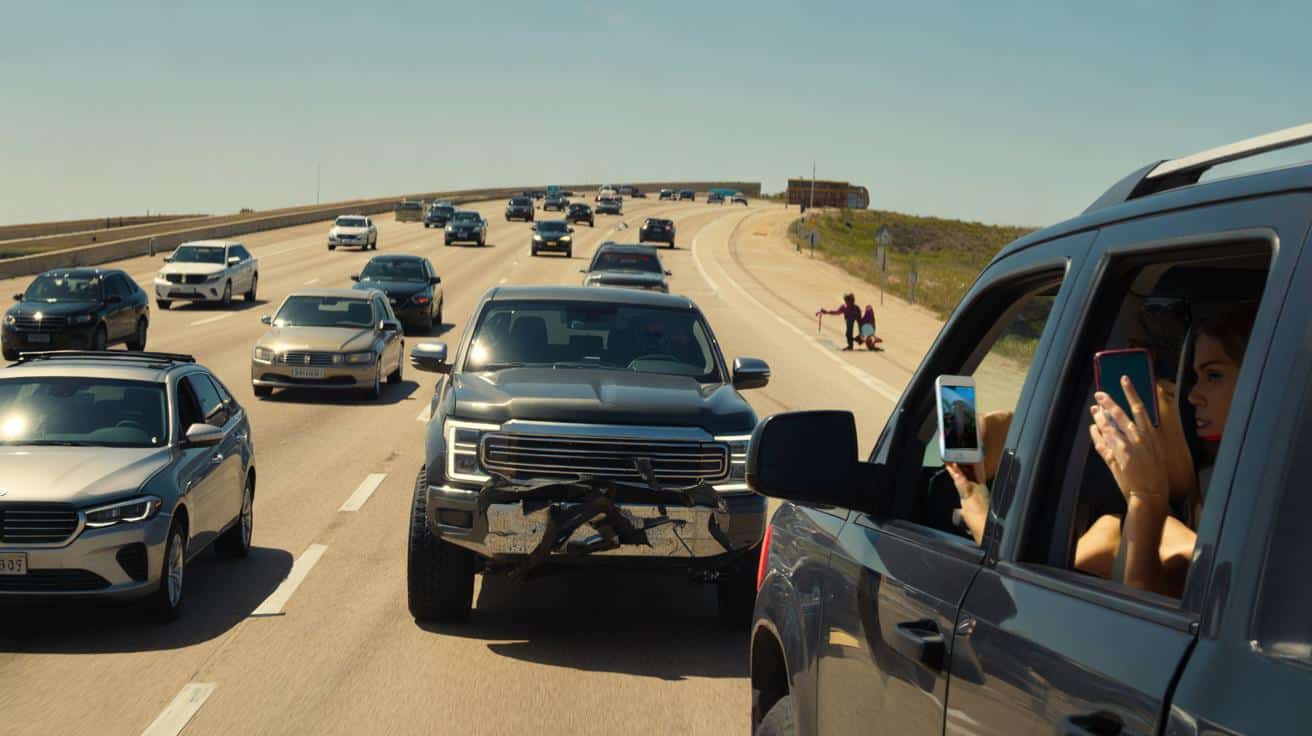 Texanin użył pick‑upa jak tarczy na autostradzie. Nagranie mrozi krew
