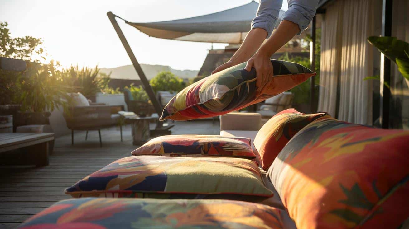 Trik na 3 sekundy, który ratuje poduszki na tarasie przed blaknięciem