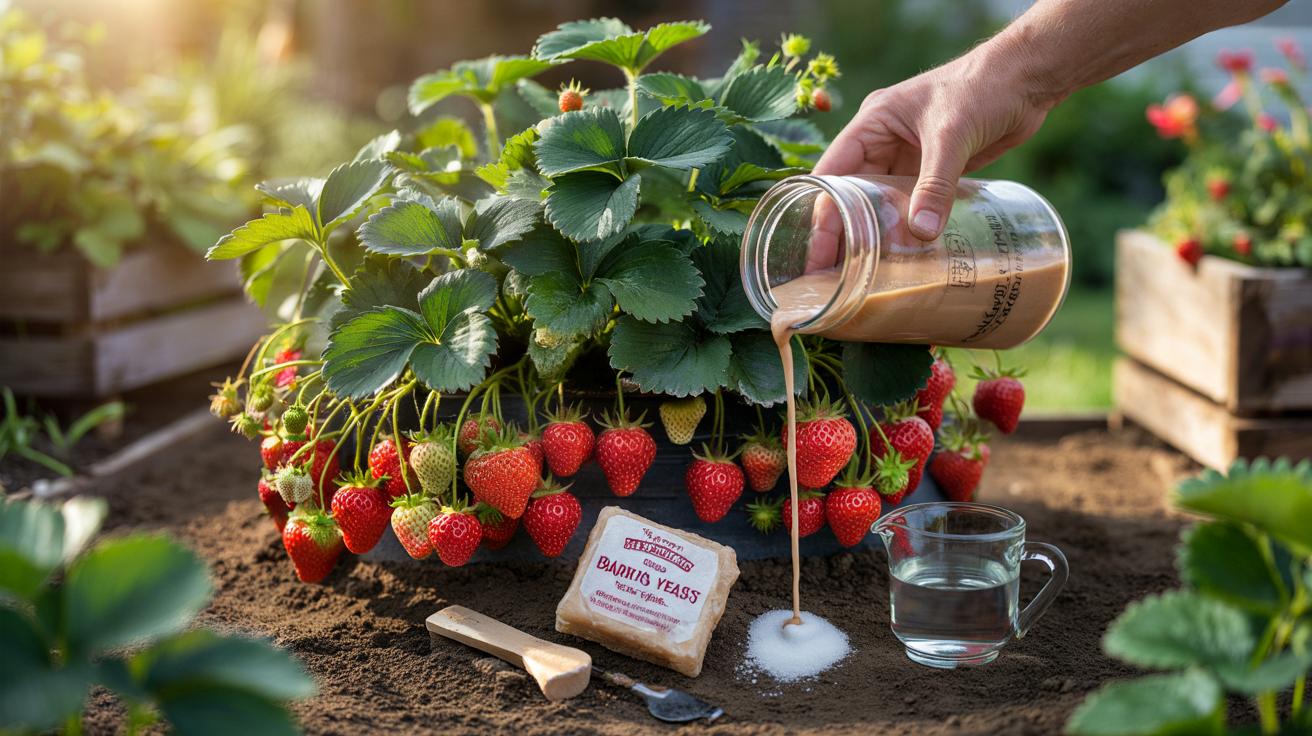 Trik z domowym nawozem na drożdżach, dzięki któremu truskawki rosną jak szalone