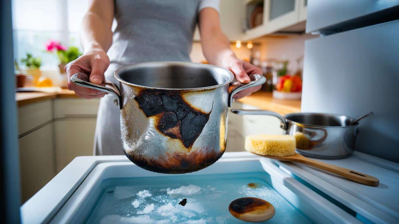 Trik z zamrażarką który ratuje przypalone garnki