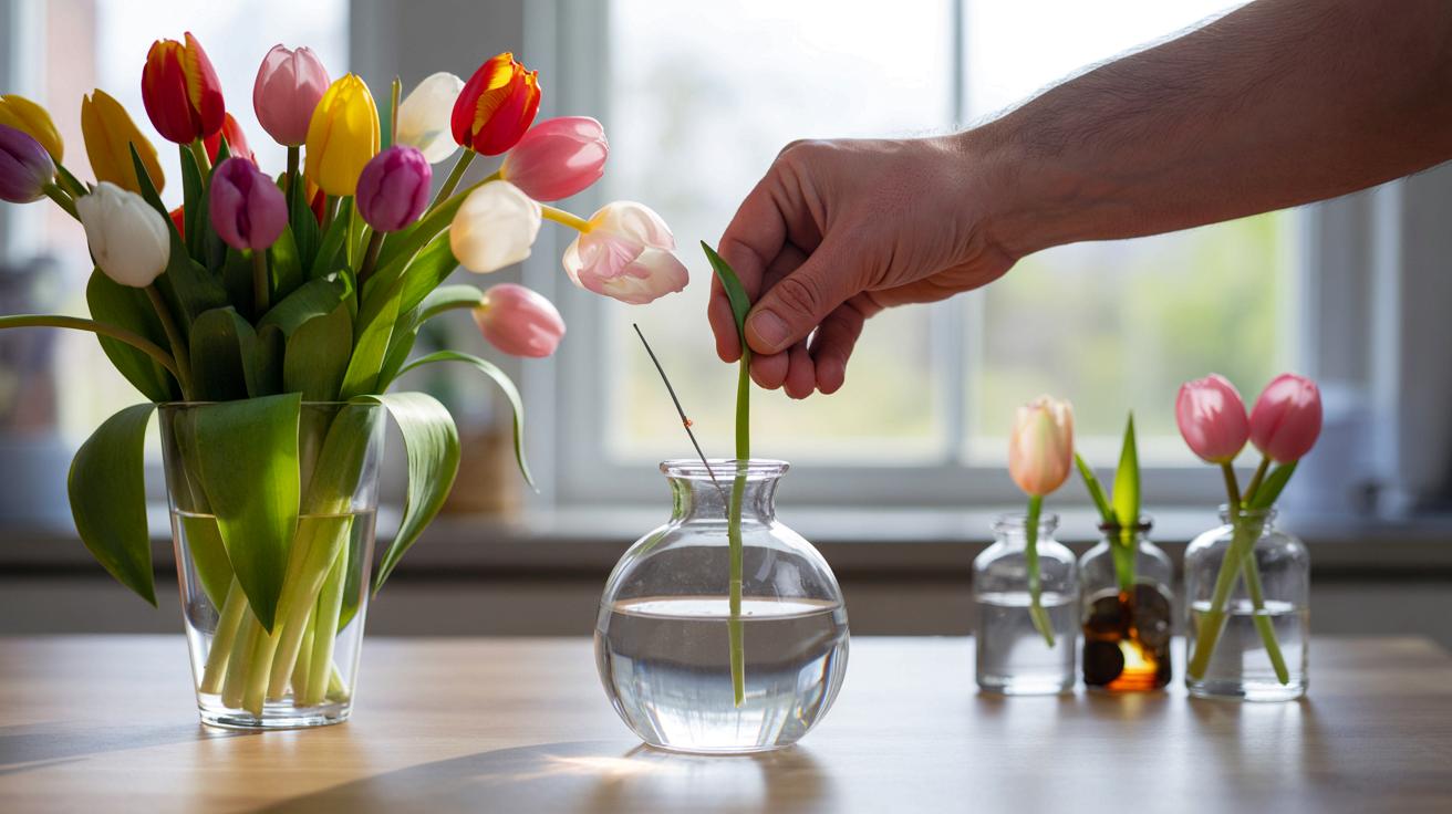 Tulipany klapnąłeś po nocy? Ten trik z igłą stawia je na baczność