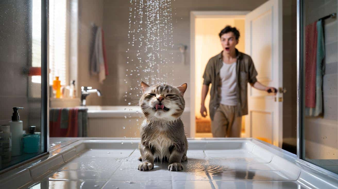 Usłyszał szum prysznica i zamarł. To, co zobaczył w łazience, rozczuliło wszystkich