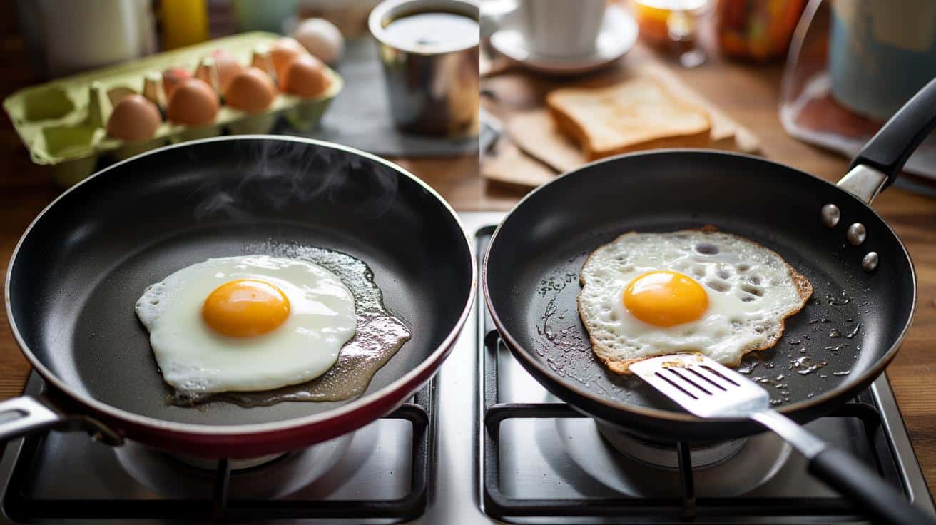 Wiele osób robi ten błąd przy smażeniu jajek – dlatego przywierają do patelni