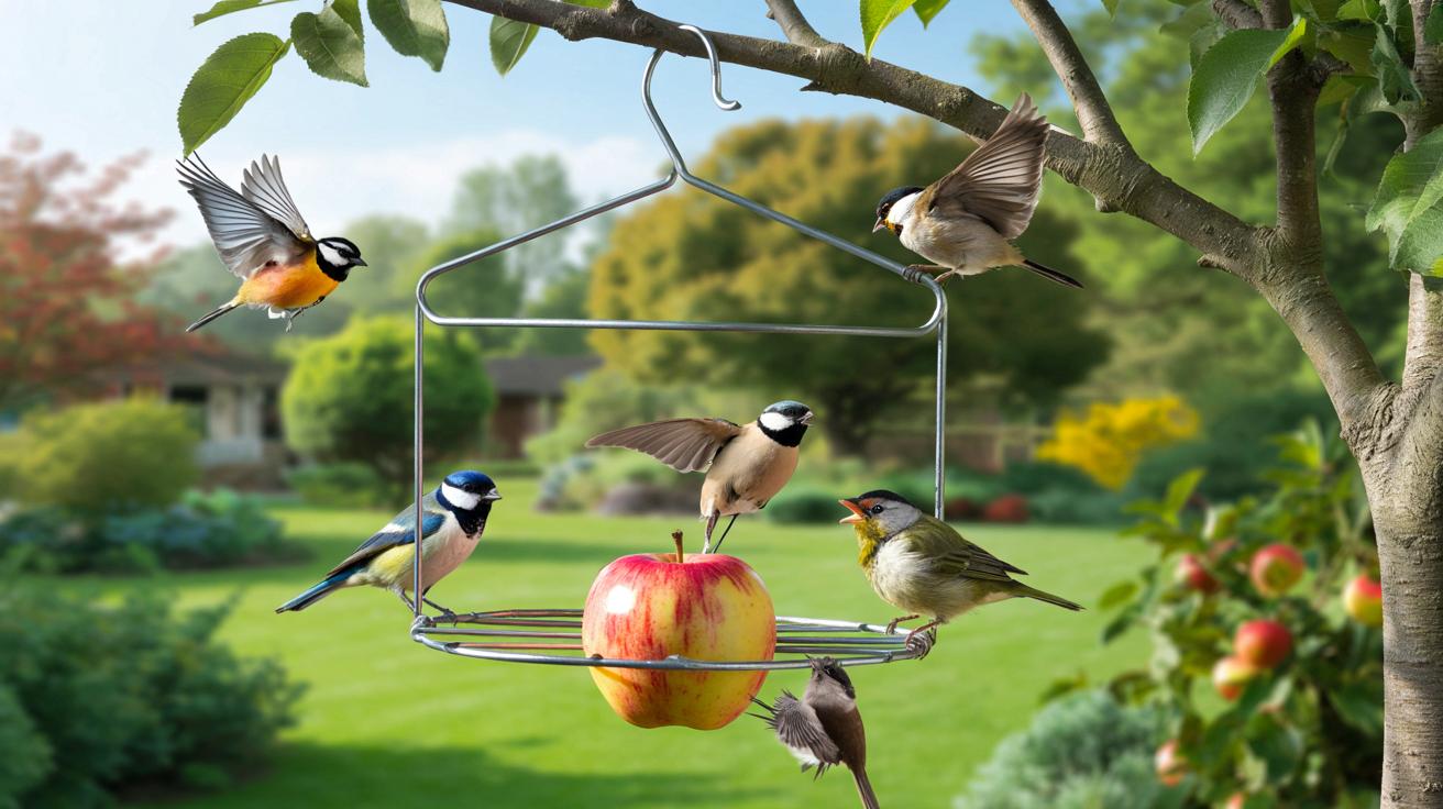 Wiesza zwykły druciany wieszak w ogrodzie. Po 3 minutach ptaki mają darmą stołówkę