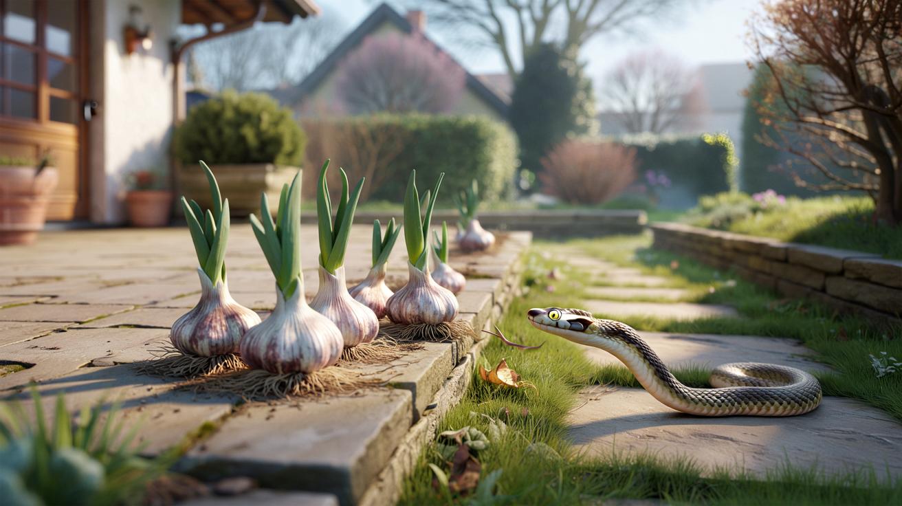Wyrzucone ząbki czosnku ochronią taras przed wężami w marcu
