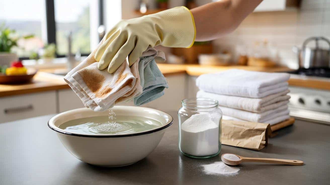 Zapomniany proszek z szafki: tak wybielisz kuchenne ściereczki jak nowe