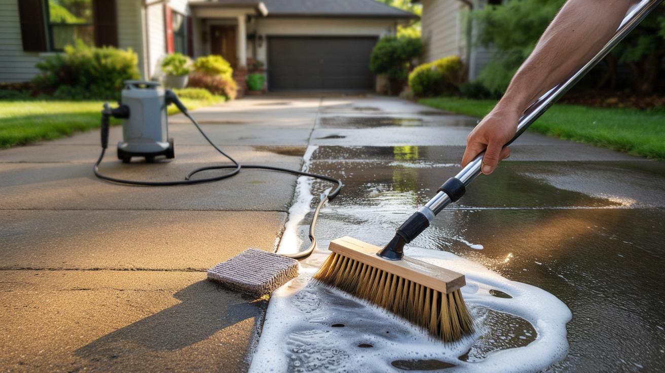 Zmiotka zamiast myjki ciśnieniowej? Ten trik odmienia brudne podjazdy