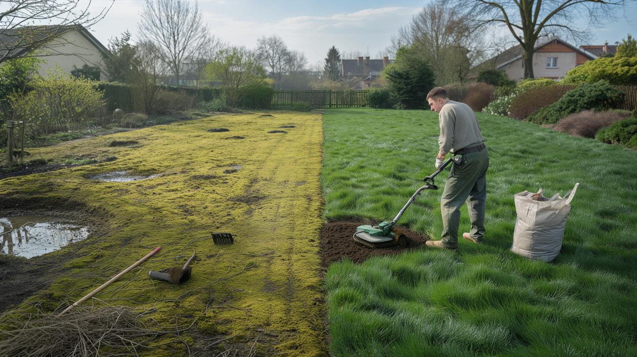 Żółty trawnik pełen mchu ? Cztery marcowe kroki do gęstej murawy