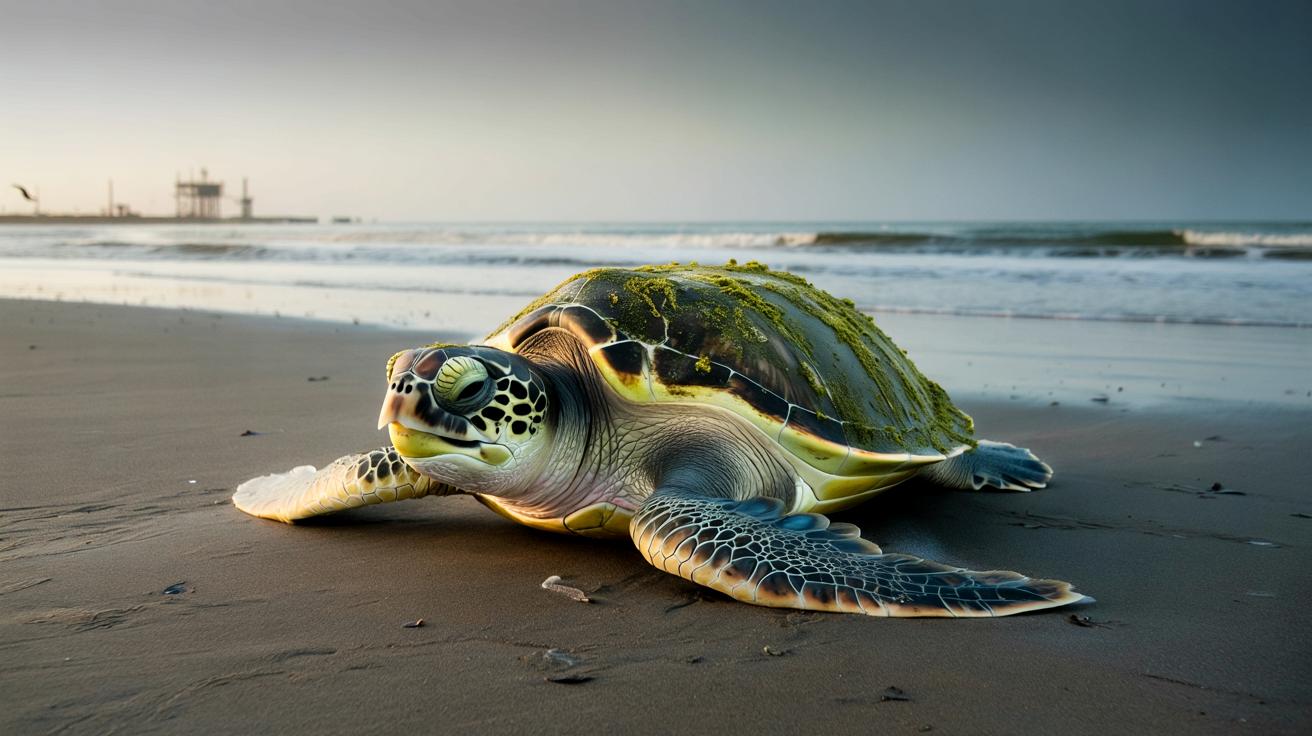 Na plaży w Teksasie znaleziono skrajnie wyczerpaną żółwicę – naukowcy biją na alarm