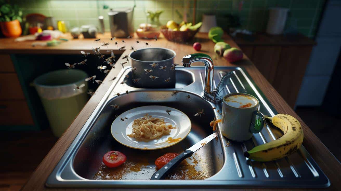 Zostawiasz naczynia w zlewie na noc? To najszybszy sposób na muchówki w kuchni