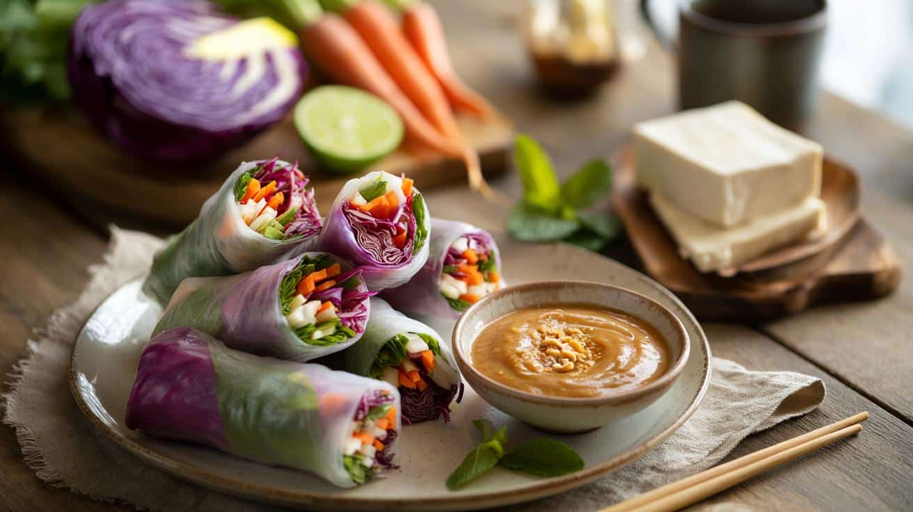 20-minutowe warzywne spring rollsy z zimową nutą i sosem orzechowym