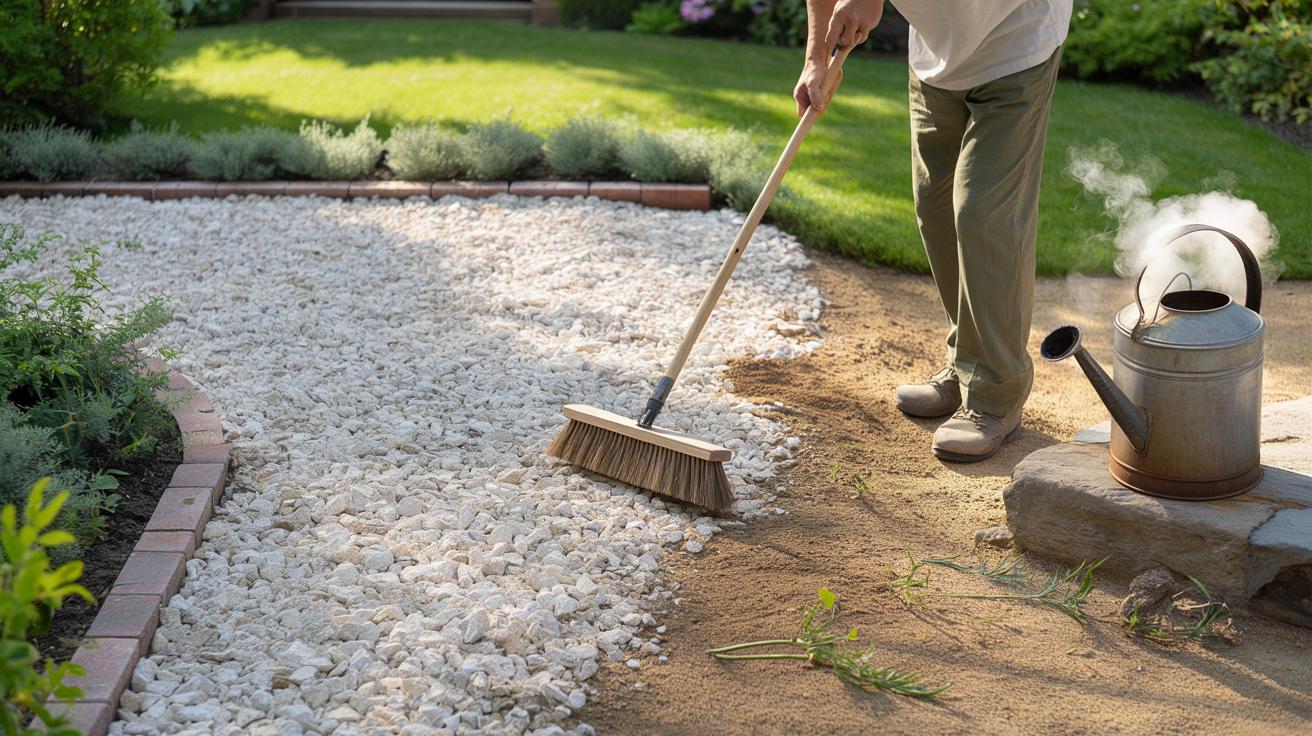 3 sprytne, naturalne triki na żwirową alejkę bez chwastów i podlewania