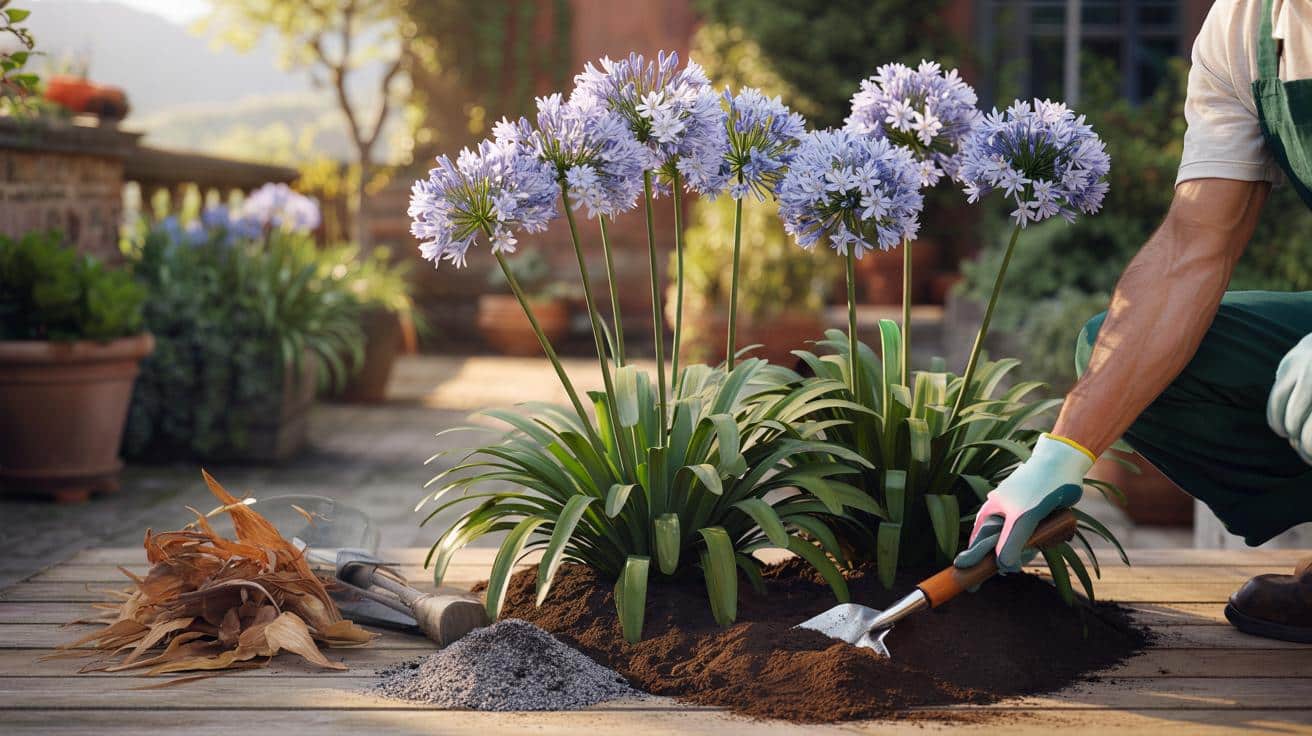Agapanty z kwiatami jak z katalogu: jedno marcowe działanie robi różnicę
