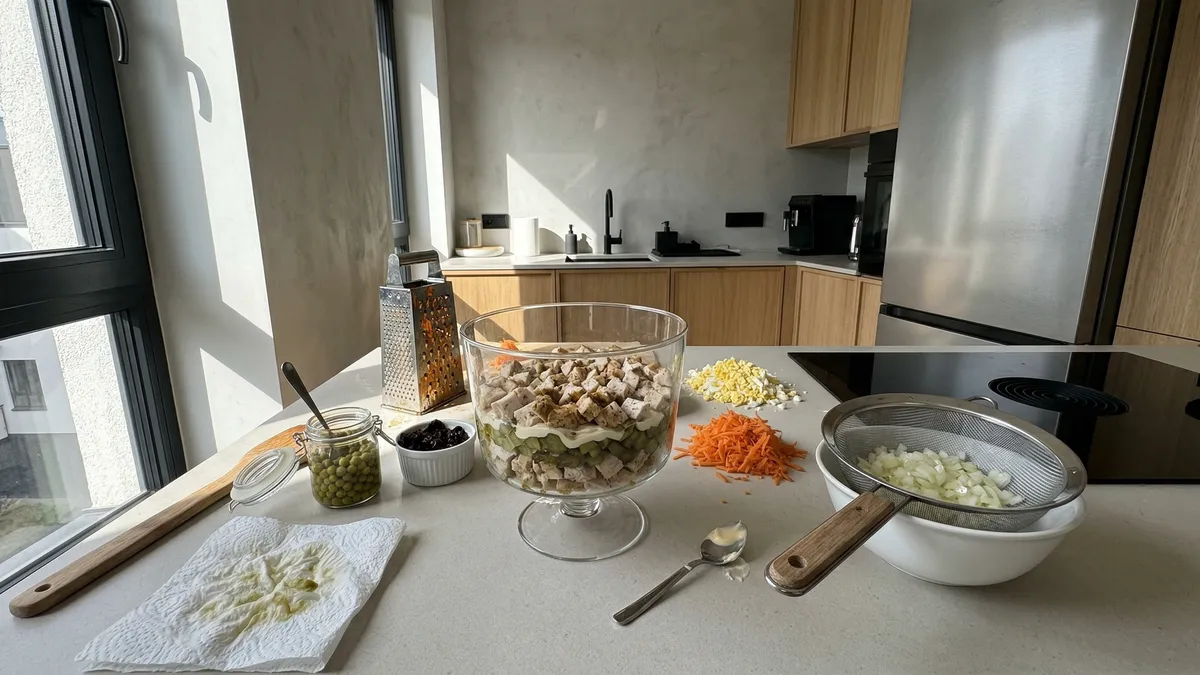 7 warstw i prosty trik: sałatka „Praga”, która znika ze stołu pierwsza