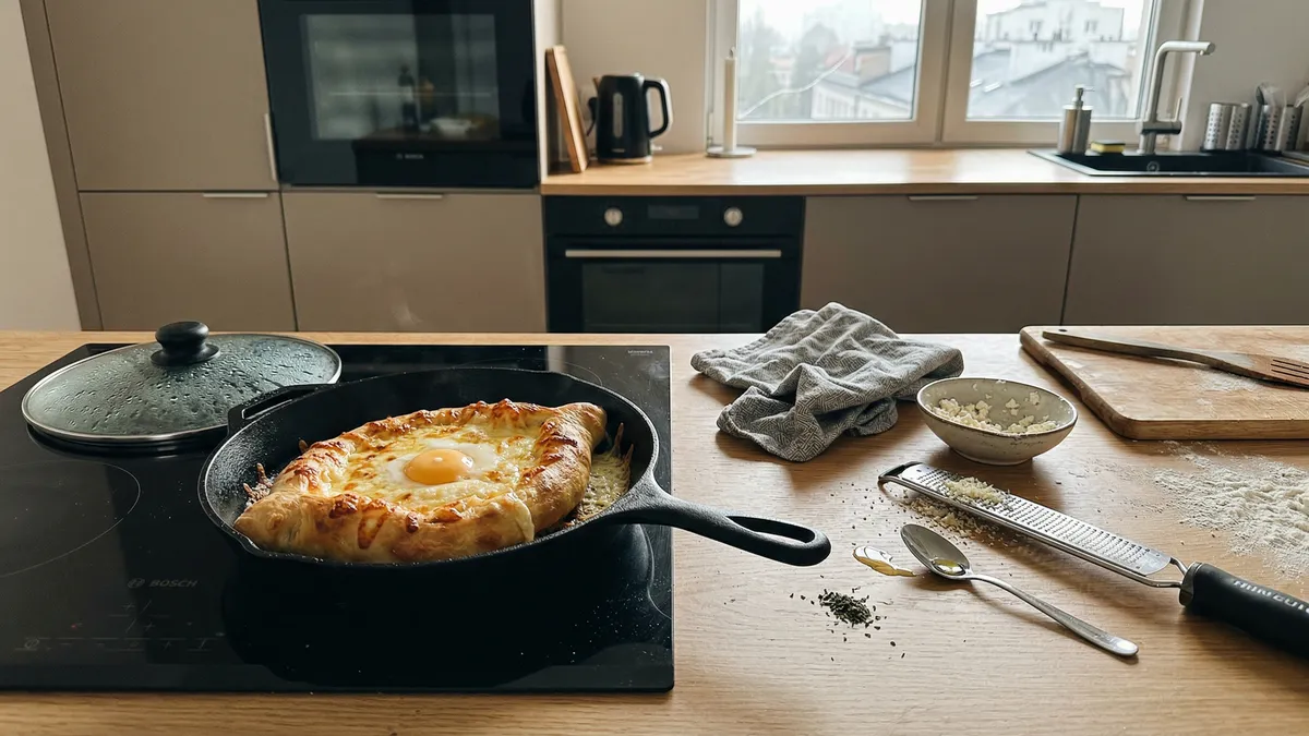 Chaczapuri z patelni w 10 minut: serowa łódeczka i mit „wersji postnej”