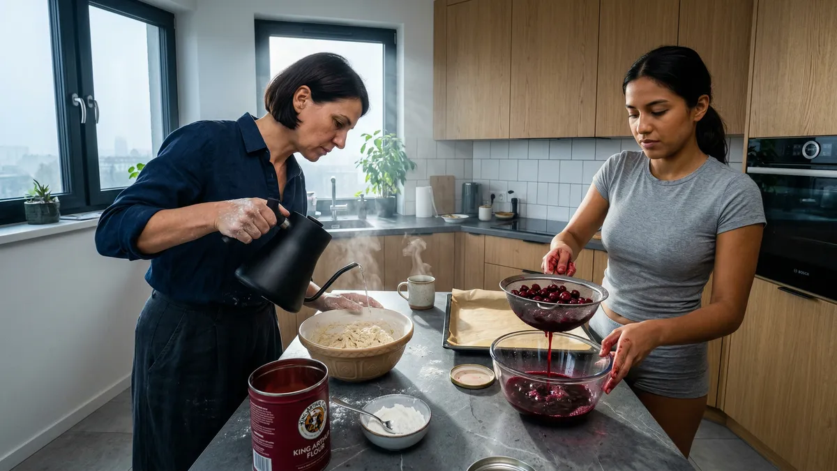 Cienkie ciasto i mrożone wiśnie: jeden detal decyduje, czy spód zostanie chrupiący