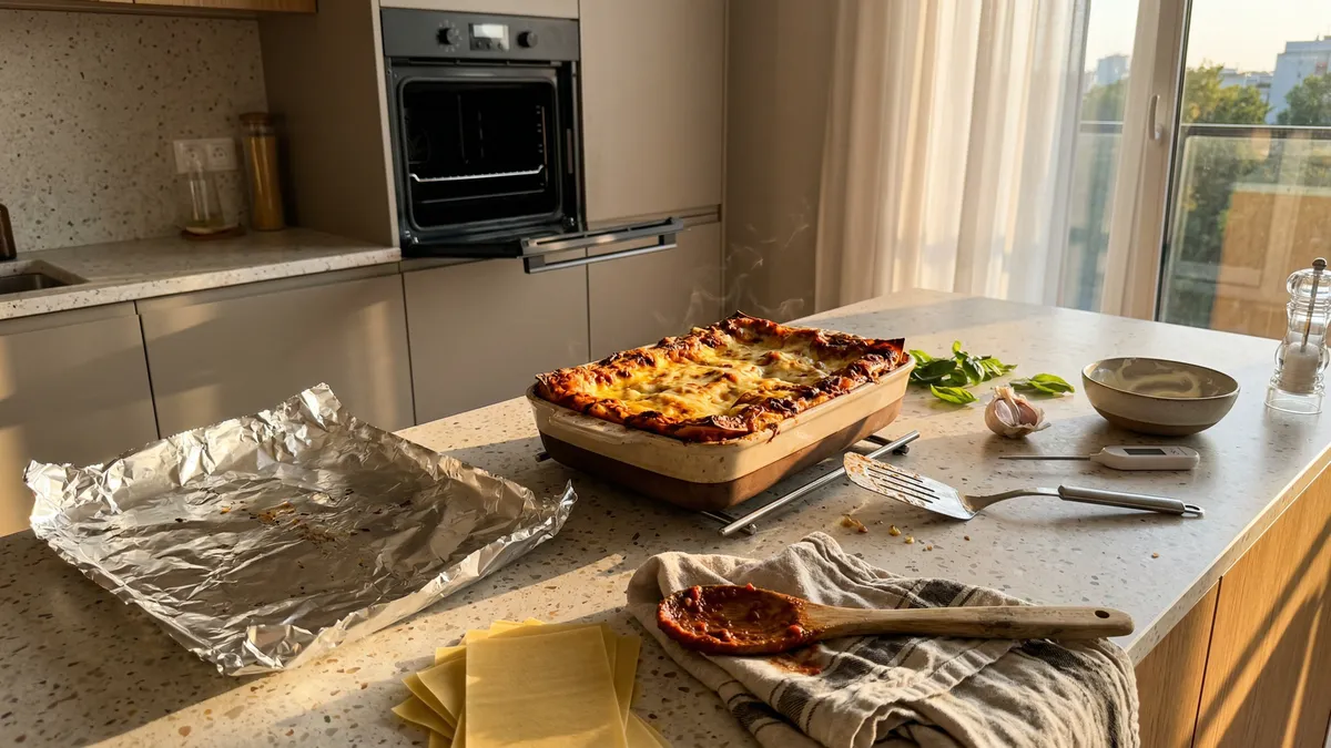 Domowa lasagne z ciągnącym serem i szybkim sosem śmietankowym – trik, który trzyma warstwy w ryzach