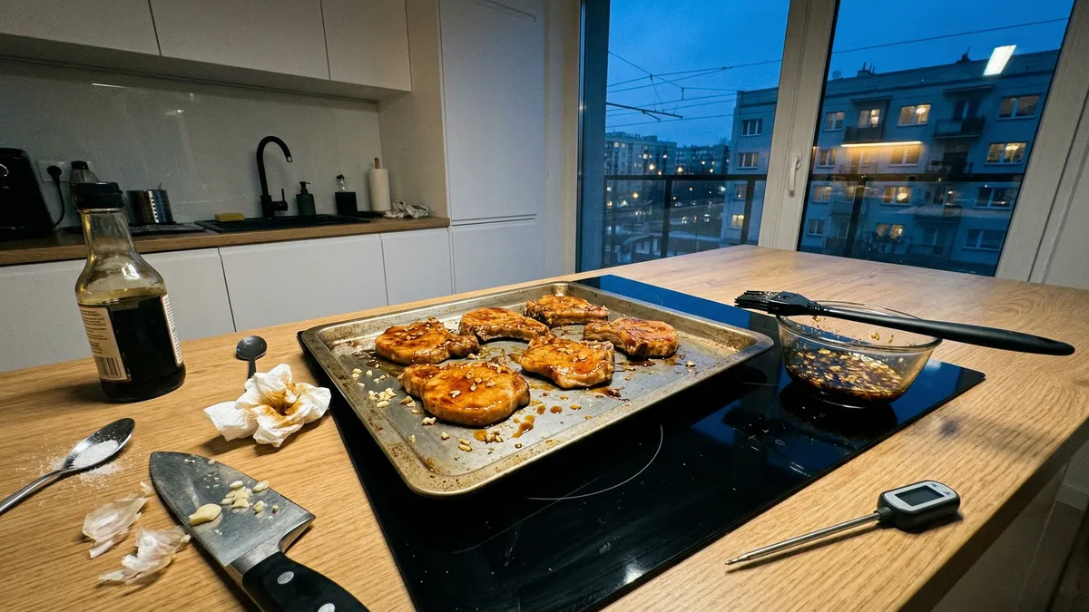 Jak upiec soczyste kotlety ze schabu w marynacie sojowo-czosnkowej – mały trik na rumianą skórkę