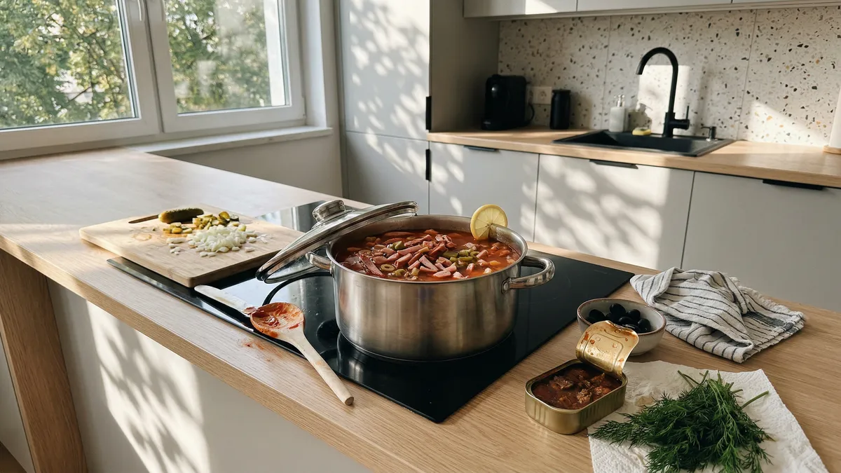 Nie masz pomysłu na obiad? Ekspresowa solianka z konserwy i ogórków robi robotę