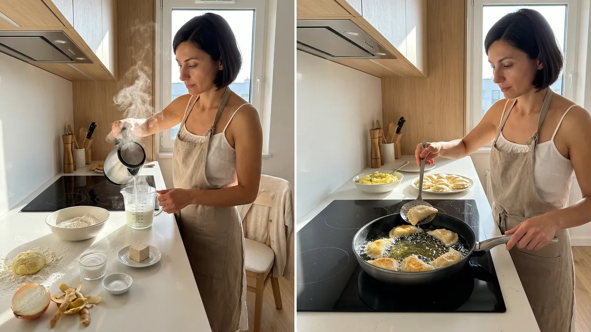 Pierożki smażone jak z dawnego bufetu – ciasto na kefirze z wrzątkiem i bąbelkowa skórka