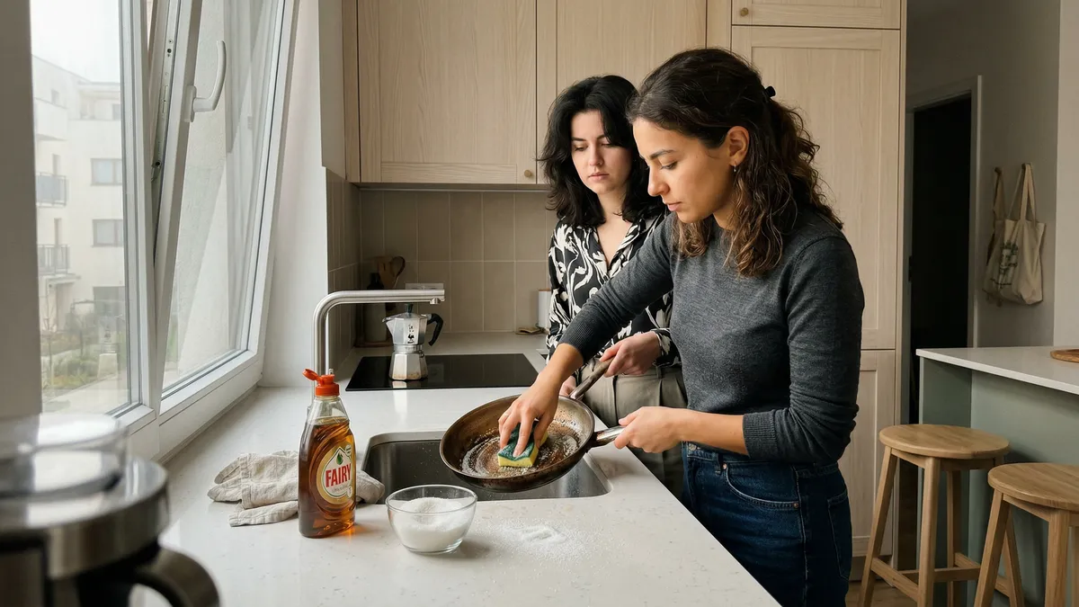 Wymieszaj płyn do naczyń z cukrem. Ta pasta pomaga na tłuszcz, ale nie na każdej powierzchni