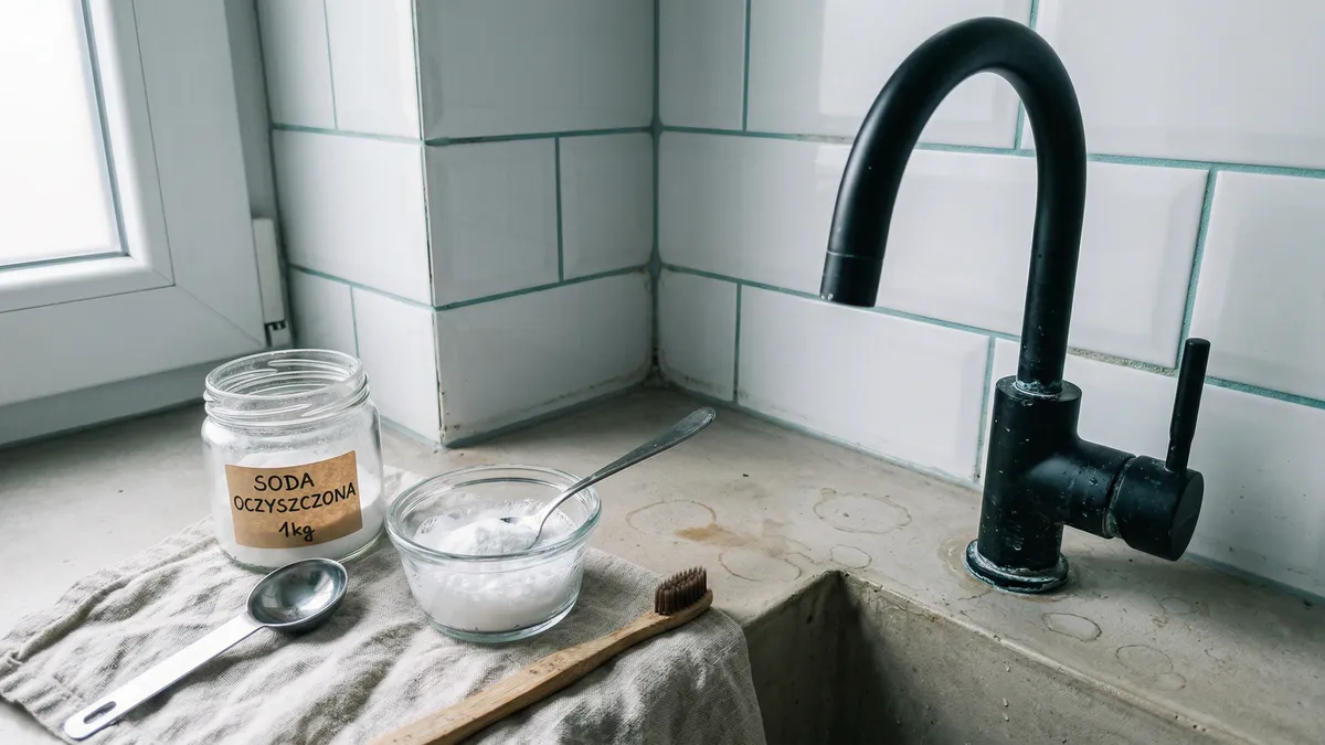 Zacieki i osad w łazience? Soda oczyszczona z wodą gazowaną działa zaskakująco dobrze — tylko uważaj na te powierzchnie