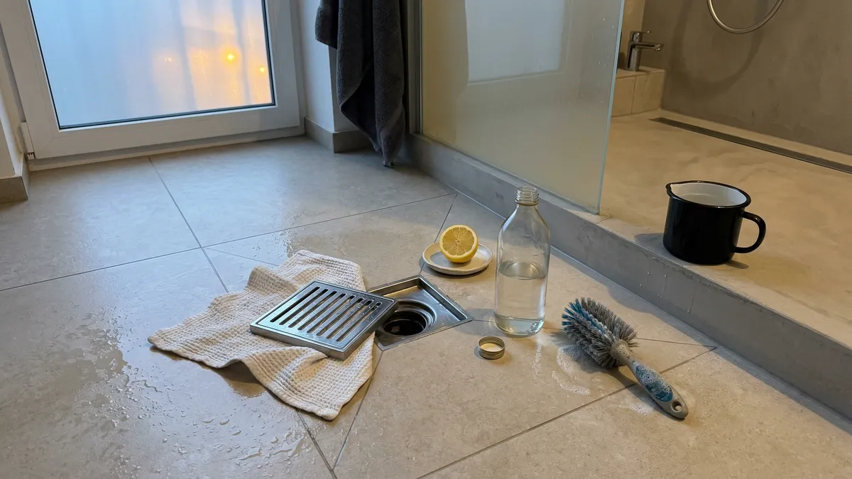 Zapach z kratki w łazience nie musi wracać: biały ocet działa, jeśli zrobisz to w tej kolejności