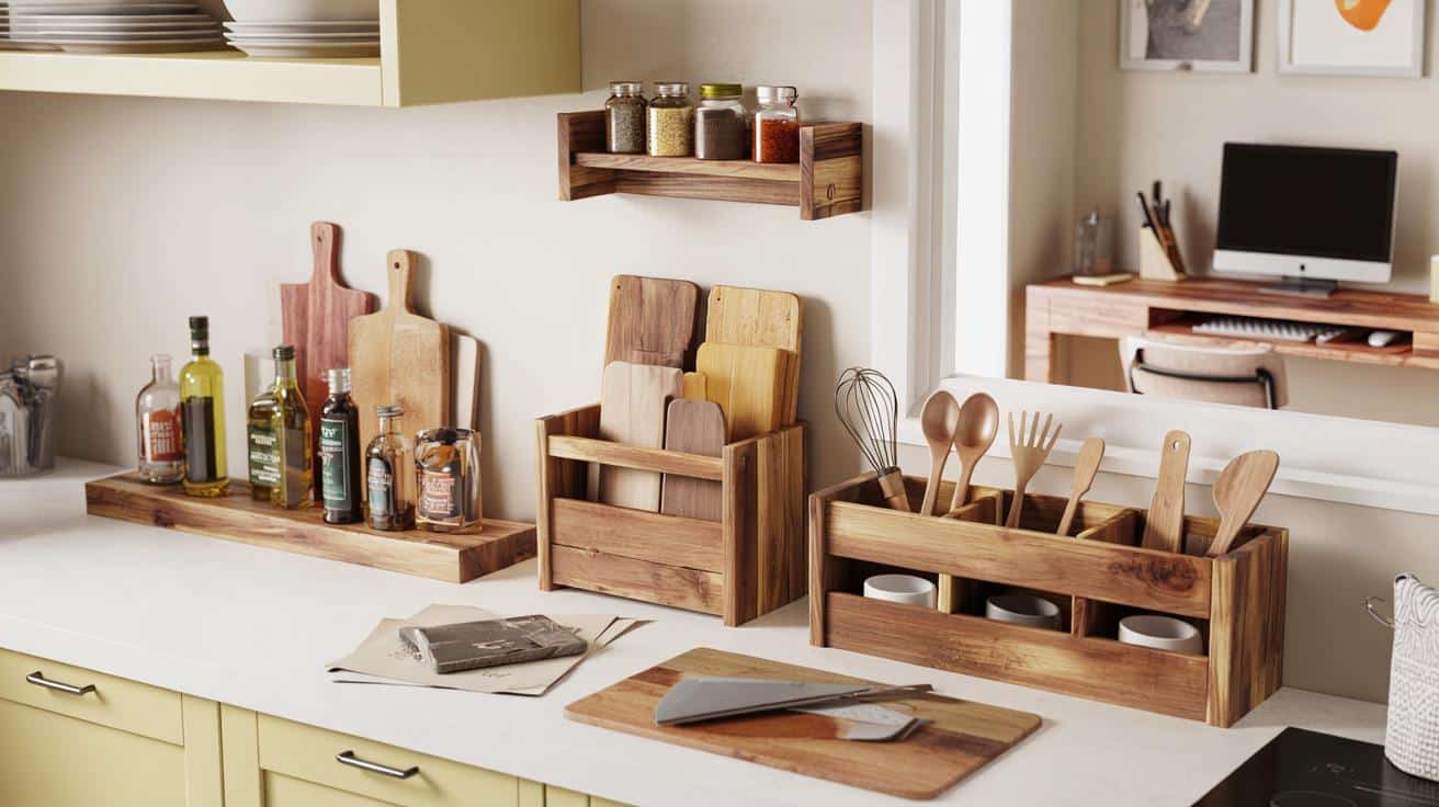 Bałagan na blacie? 14 pomysłów z odzyskanego drewna na superporządek