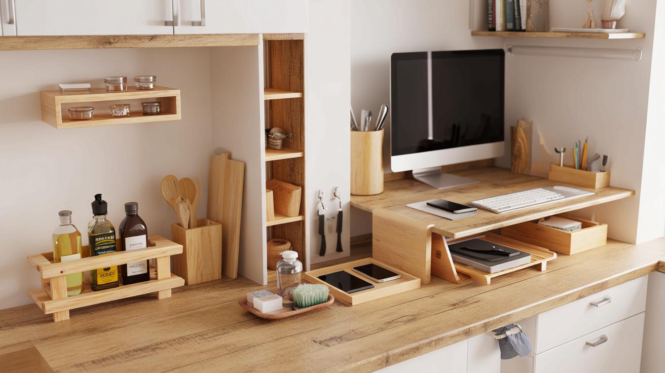 Bałagan na blacie? 14 prostych patentów z desek, które zrobią z kuchni i biura idealnie uporządkowaną przestrzeń